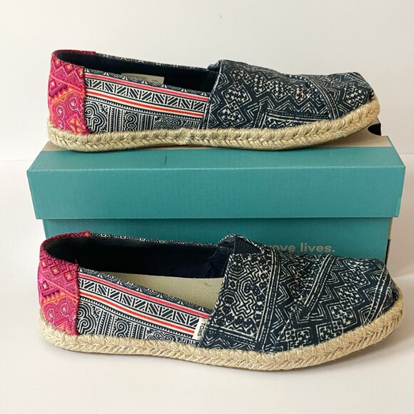 Toms Alpargata Rope Hmong Indigo Slip-on Flats sz 6.5 - Picture 1 of 7
